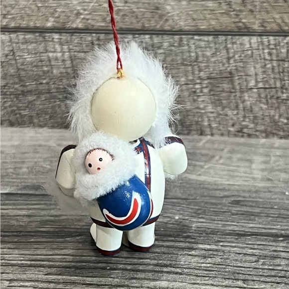 Snow Baby Kathe Wohlfahrt Wood Fur Trim West Germany Eskimo Christmas Ornament - Picture 2 of 12